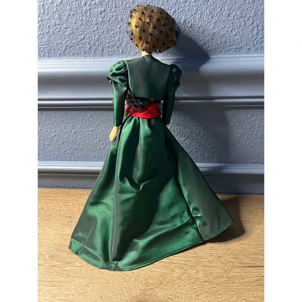 Elegant Christmas Doll Emerald‎ Green Gown Red Bow Holiday Collectible
